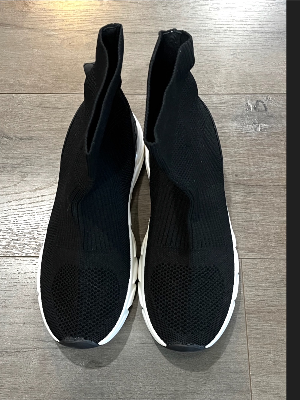 Black Knit Sock Sneaker with White Sole
